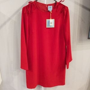 CeCe red shift dress with shoulder ties si…